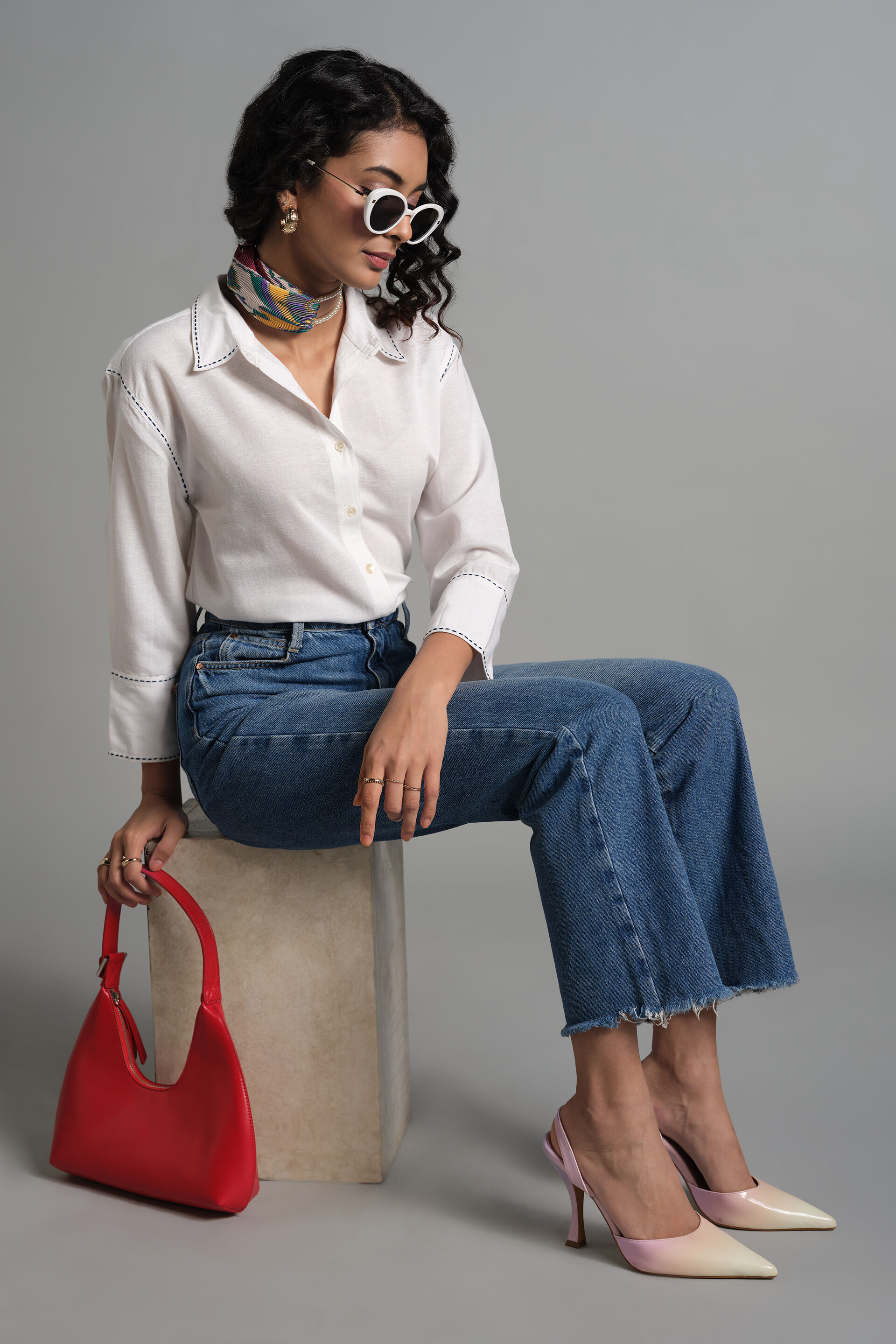 Nelsa White Shirt, White, image 1